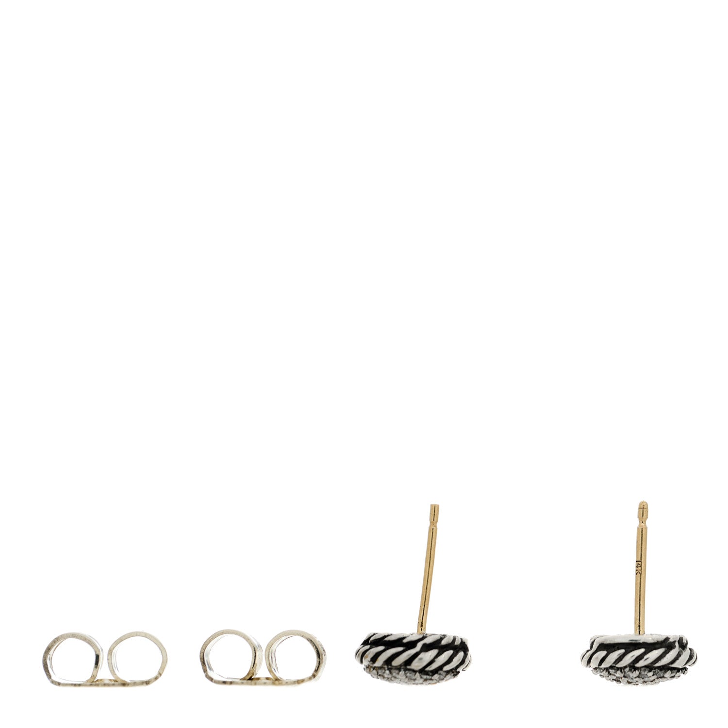David Yurman Sterling Silver Pave Diamond 7mm Petite Earrings 3 of 4