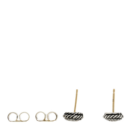 David Yurman Sterling Silver Pave Diamond 7mm Petite Earrings 3 of 4