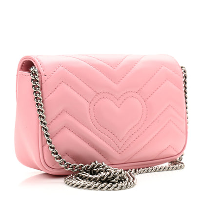 Gucci Calfskin Matelasse Super Mini GG Marmont Shoulder Bag Wild Rose 3 of 13