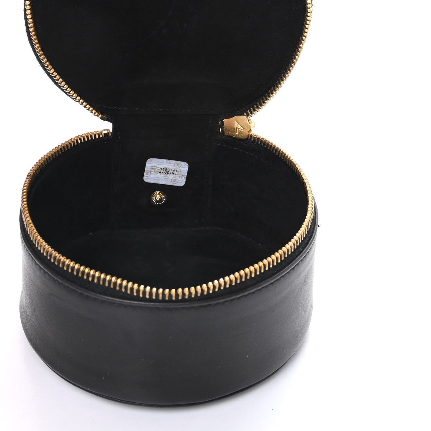 Lambskin Round Jewelry Travel Case Black