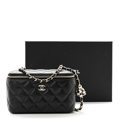 Chanel Lambskin Quilted Small Pearl Crush Vanity Case With Chain Black 12 of 12