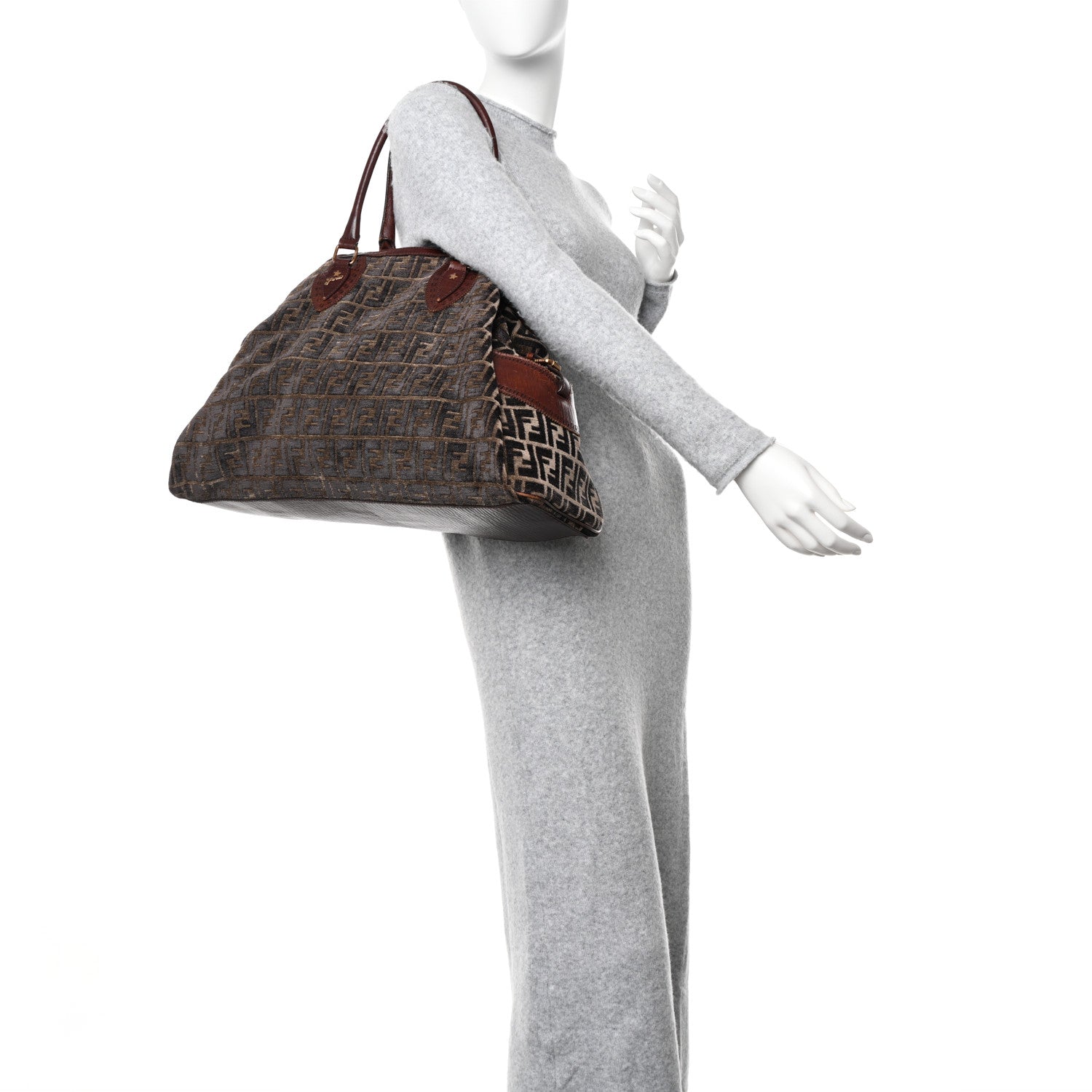 Fendi Velvet Zucca Vitello Large Bag De Jour Fango 2 of 16