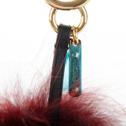 Fendi Rabbit Mink Fox Fur Hearty Monster Bag Bug Charm Red Pink 3 of 4