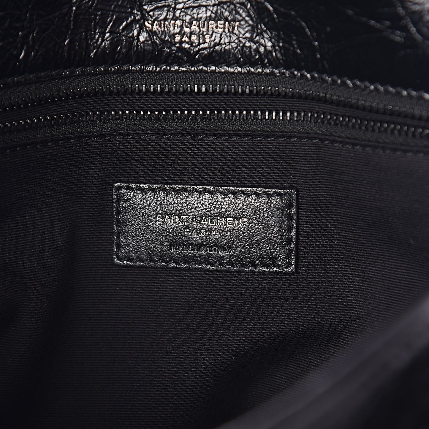 Crinkled Calfskin Matelasse Monogram Medium Niki Chain Satchel Black