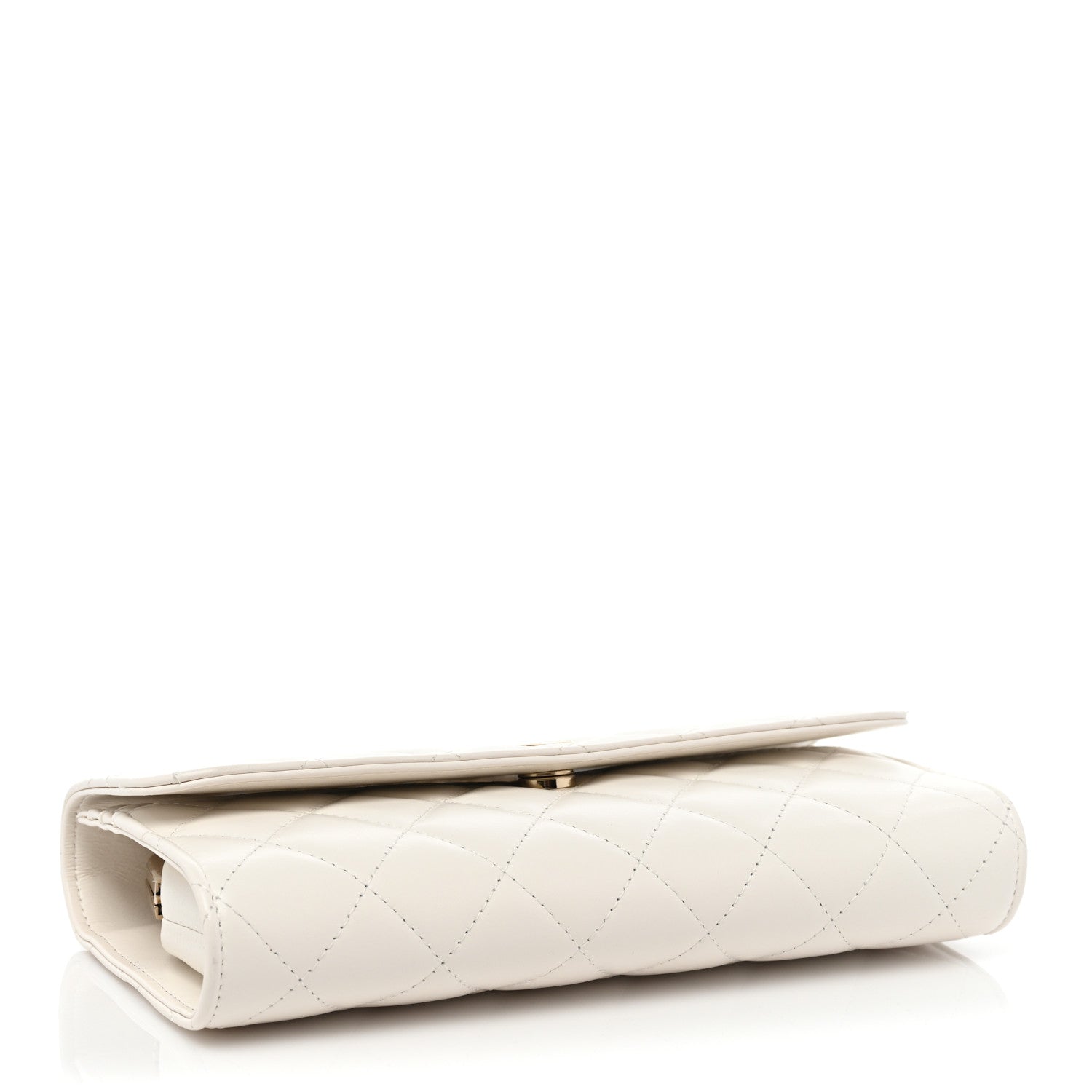 Chanel Shiny Calfskin Quilted Flap Phone Holder With Chain White 4 of 9
