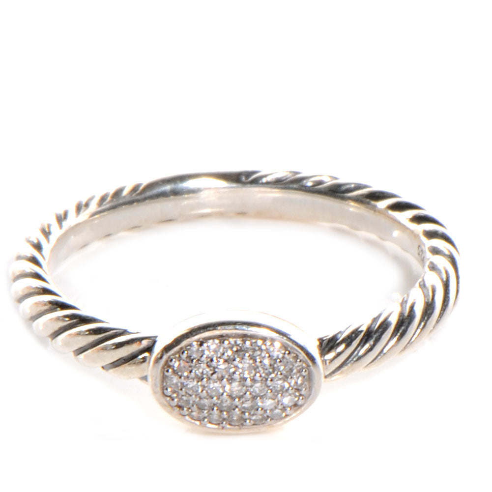 David Yurman Sterling Silver Pave Diamond Oval Ring 1 of 5