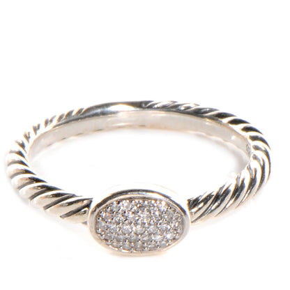 David Yurman Sterling Silver Pave Diamond Oval Ring 1 of 5