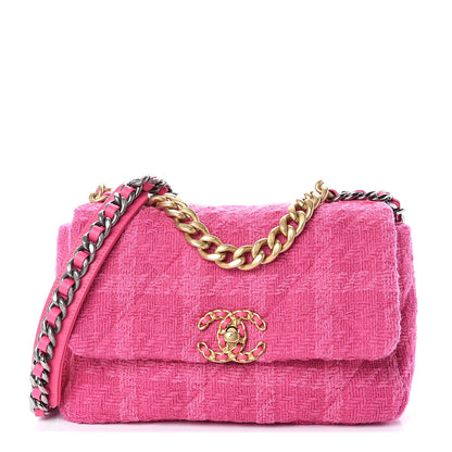 Chanel Tweed Quilted Medium 19 Flap Pink 1 of 9