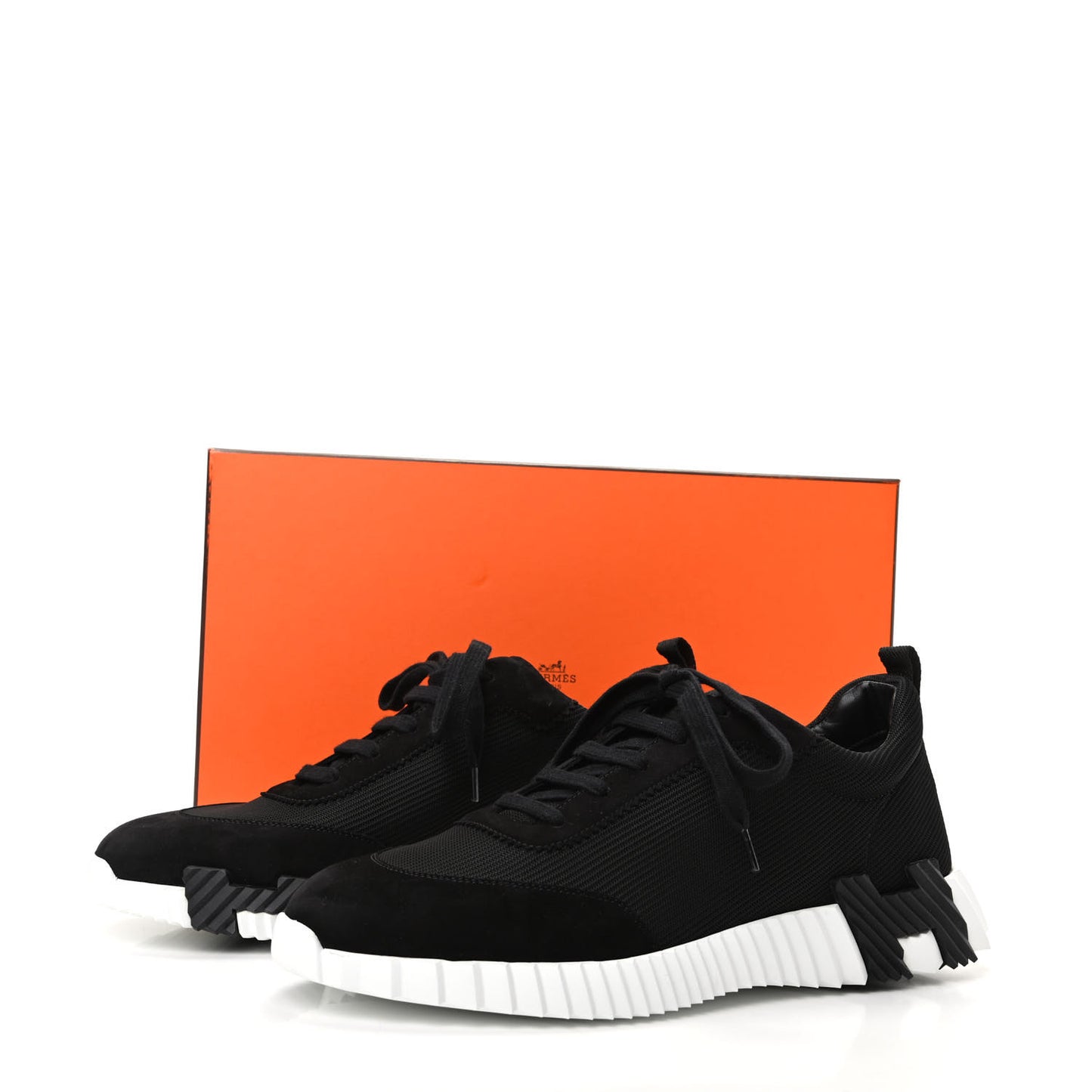 Technical Jersey Suede Goatskin Bouncing Sneakers 43 Black White