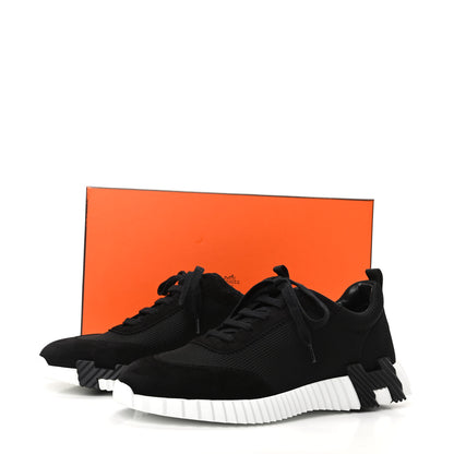 Hermes Technical Jersey Suede Goatskin Bouncing Sneakers 43 Black White 8 of 8
