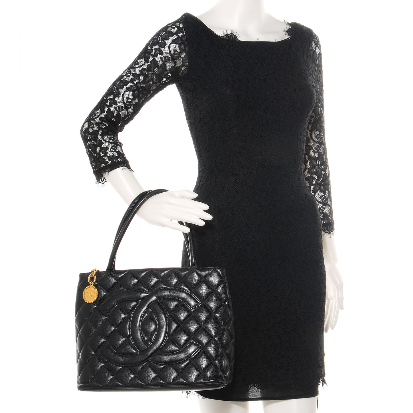 Caviar Medallion Tote Black