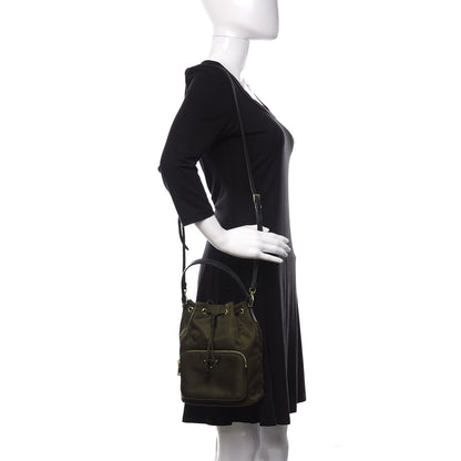 Prada Saffiano Tessuto Nylon Mini Bucket Crossbody Bag Mimetico 2 of 10