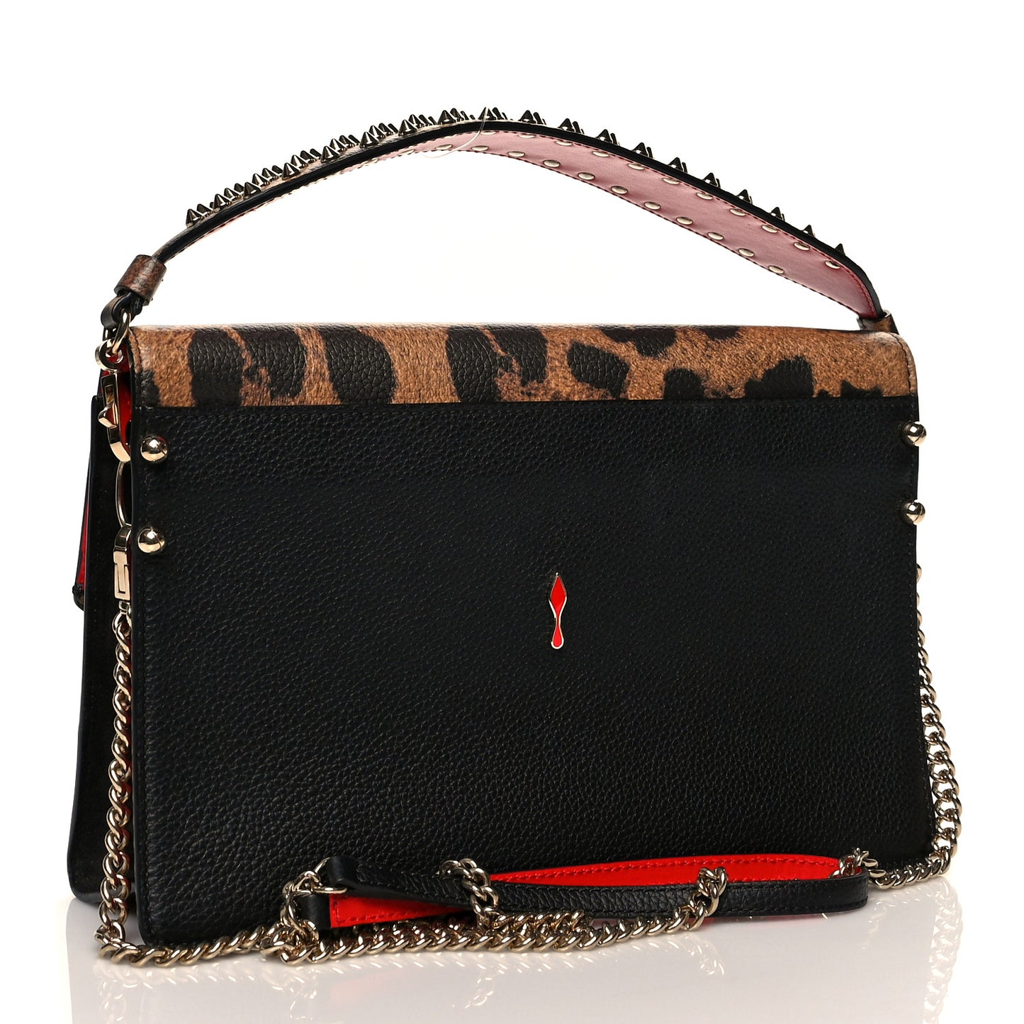 Calfskin Leopard Print Loubiblues Paris Clutch Bag Brown