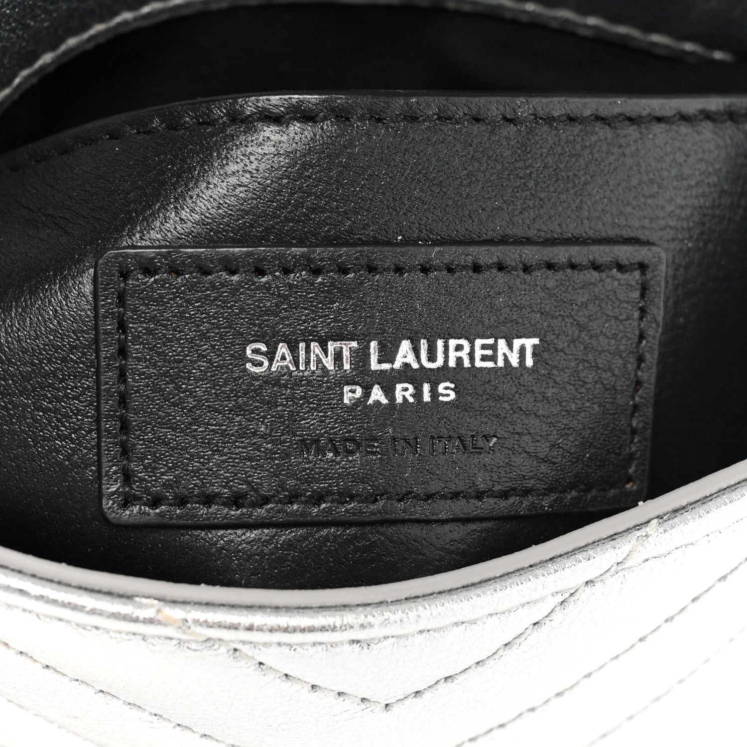 Saint Laurent Metallic Lambskin Quilted Double Flap Bag Silver 7 of 12