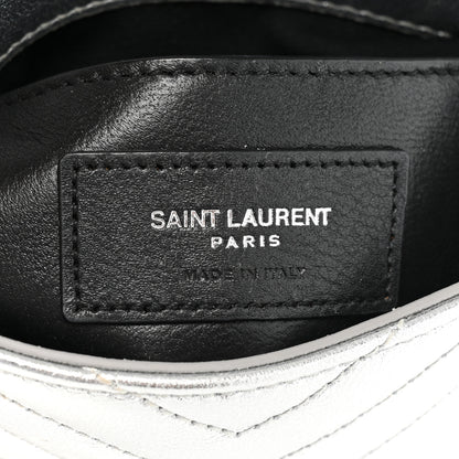 Saint Laurent Metallic Lambskin Quilted Double Flap Bag Silver 7 of 12