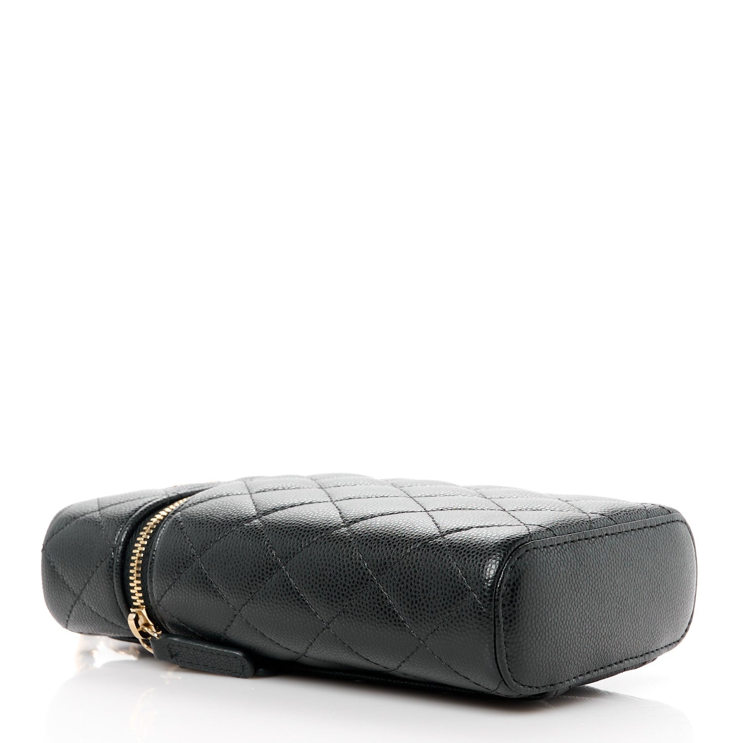 Caviar Quilted Phone Holder With Chain Black