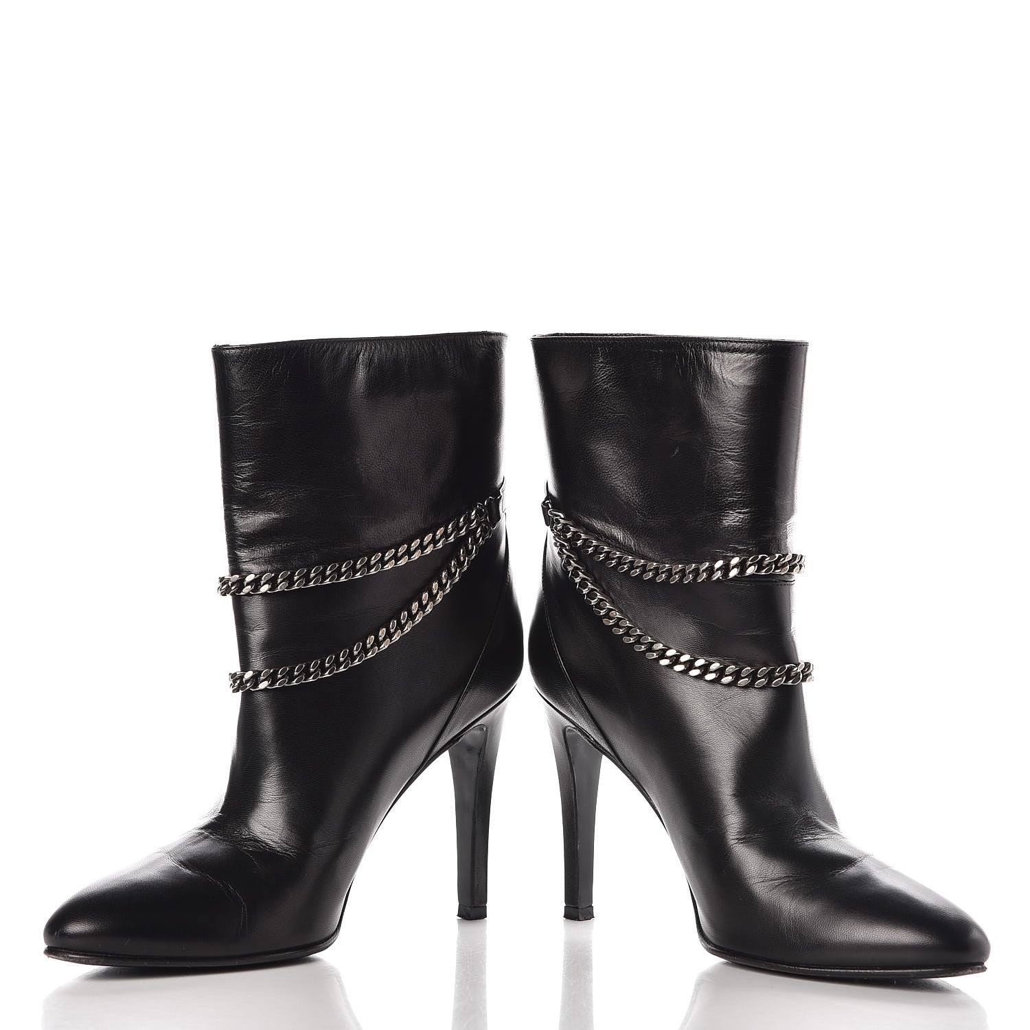 Saint Laurent Calfskin Debbie 100 Ankle Boots 38 Black 5 of 14