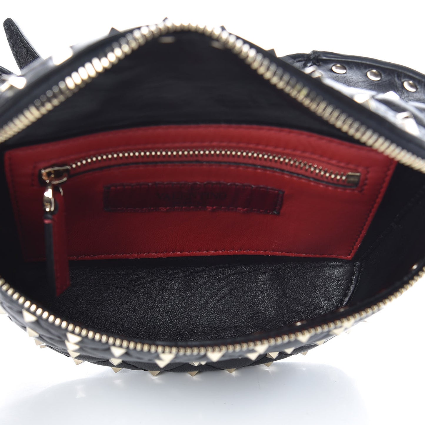 Lambskin Rockstud Spike Belt Bag 95 Black