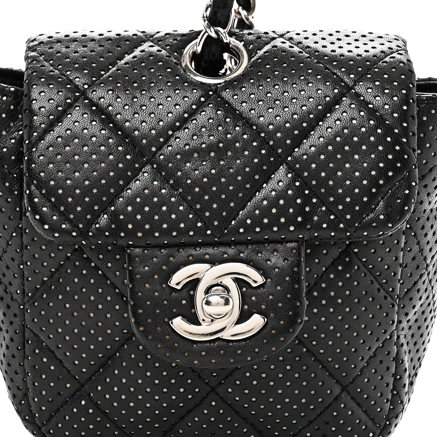 Lambskin Perforated Mini Flap Bag Black
