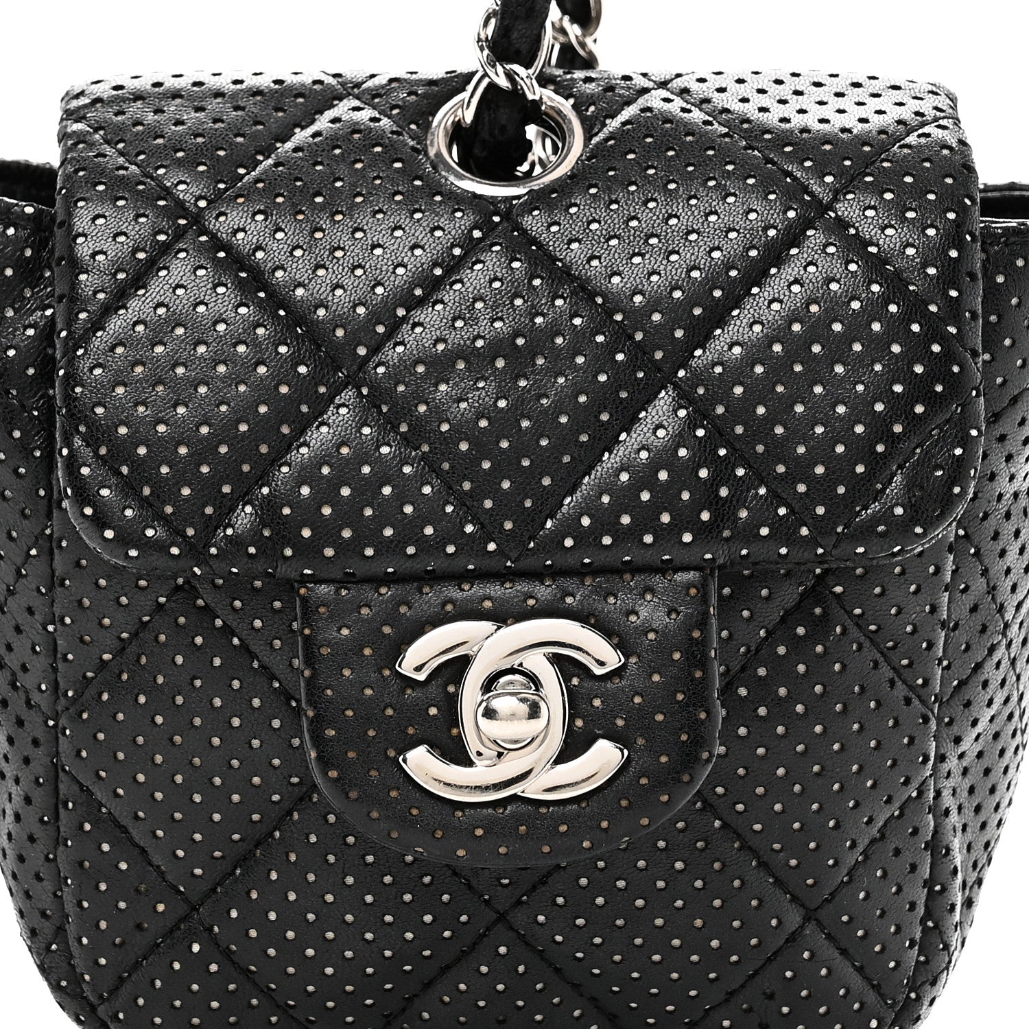 Chanel Lambskin Perforated Mini Flap Bag Black 8 of 10