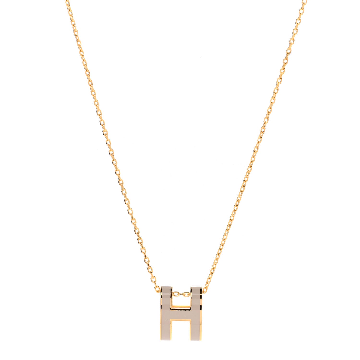 Hermes Lacquered Gold Pop H Pendant Necklace Marron Glace 1 of 5