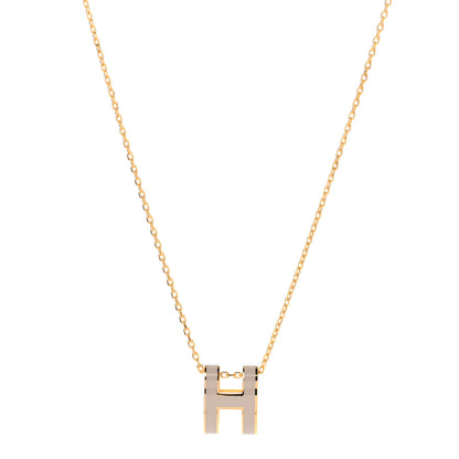 Hermes Lacquered Gold Pop H Pendant Necklace Marron Glace 1 of 5