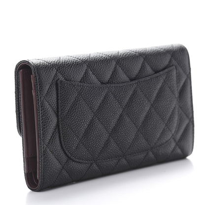 Chanel Caviar Quilted Long Flap Wallet Black 3 of 9