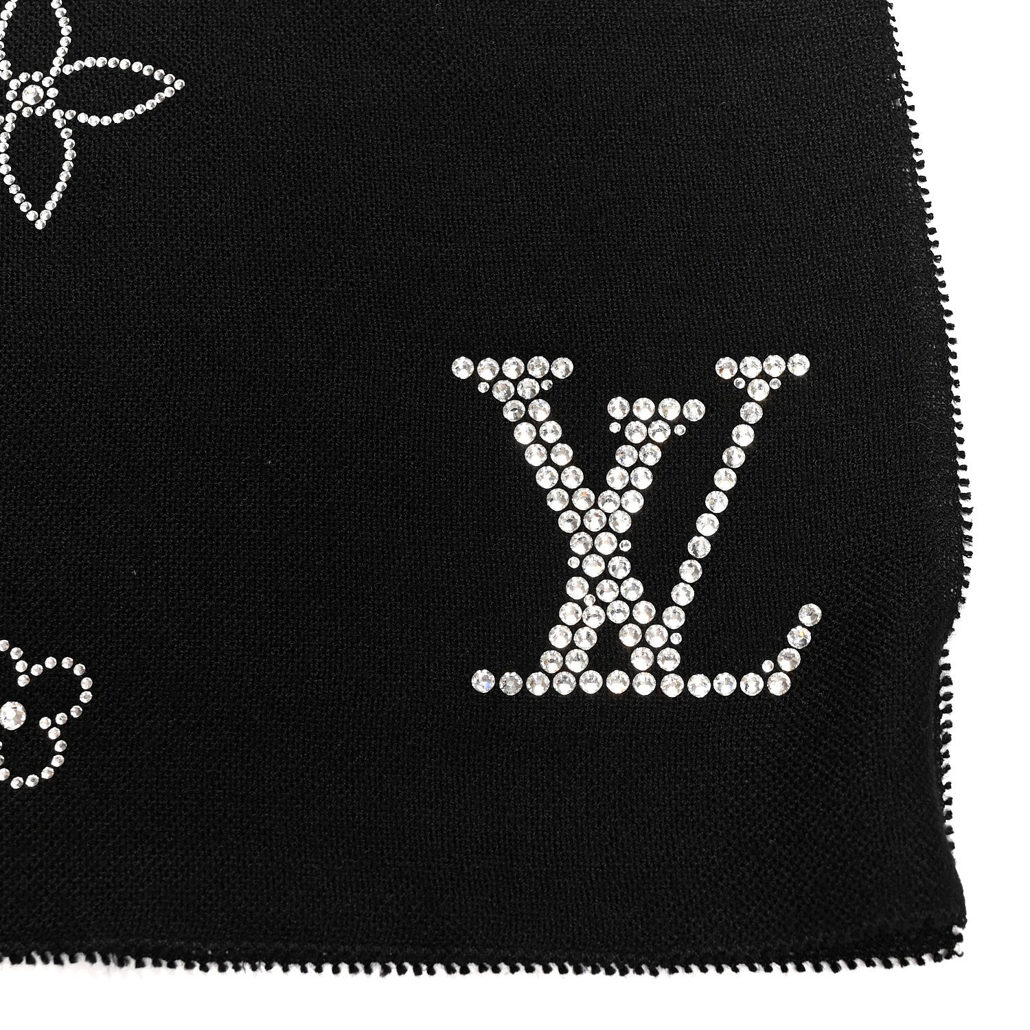 Louis Vuitton Cashmere Swarovski Crystal Monte Carlo Stole Black 3 of 4