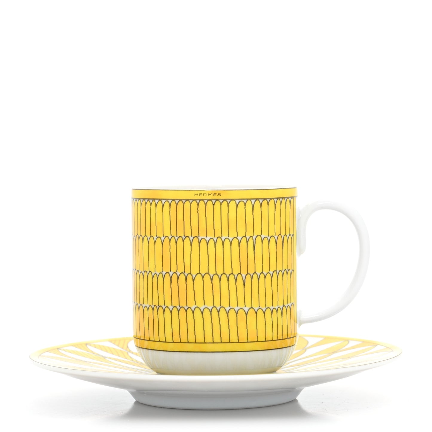 Porcelain Soleil d'Hermes Coffee Cup and Saucer