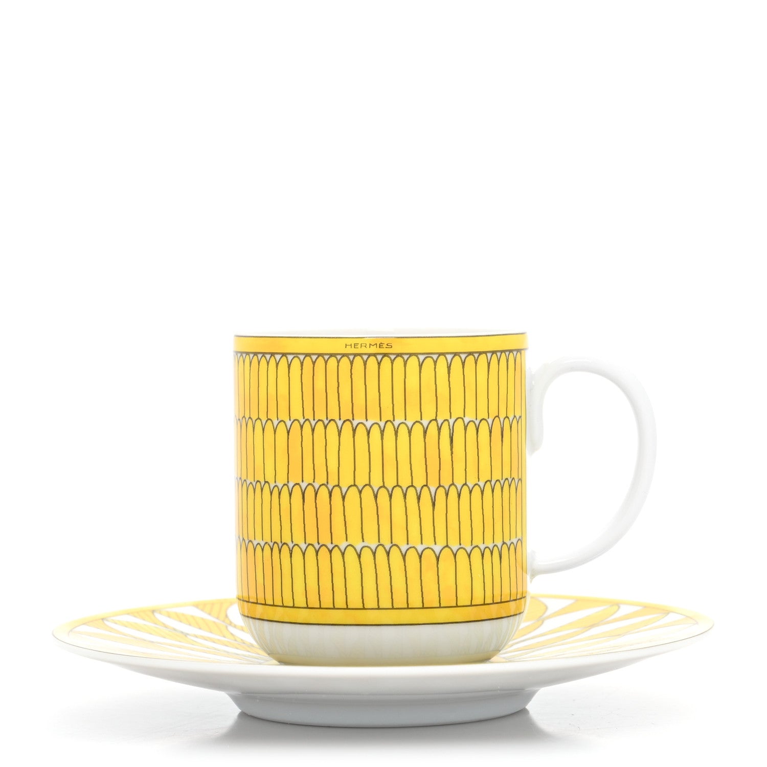Hermes Porcelain Soleil d'Hermes Coffee Cup and Saucer 3 of 9