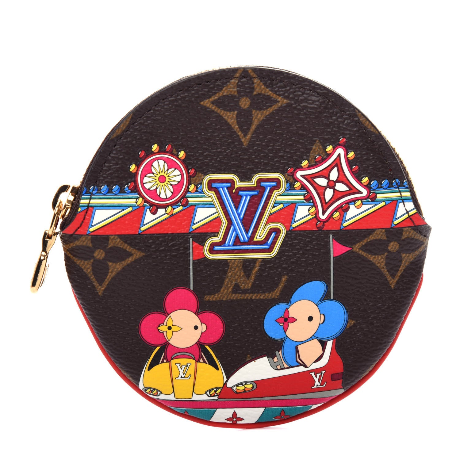 Louis Vuitton Monogram 2020 Christmas Animation Bumper Cars Round Coin Purse Coquelicot 1 of 8