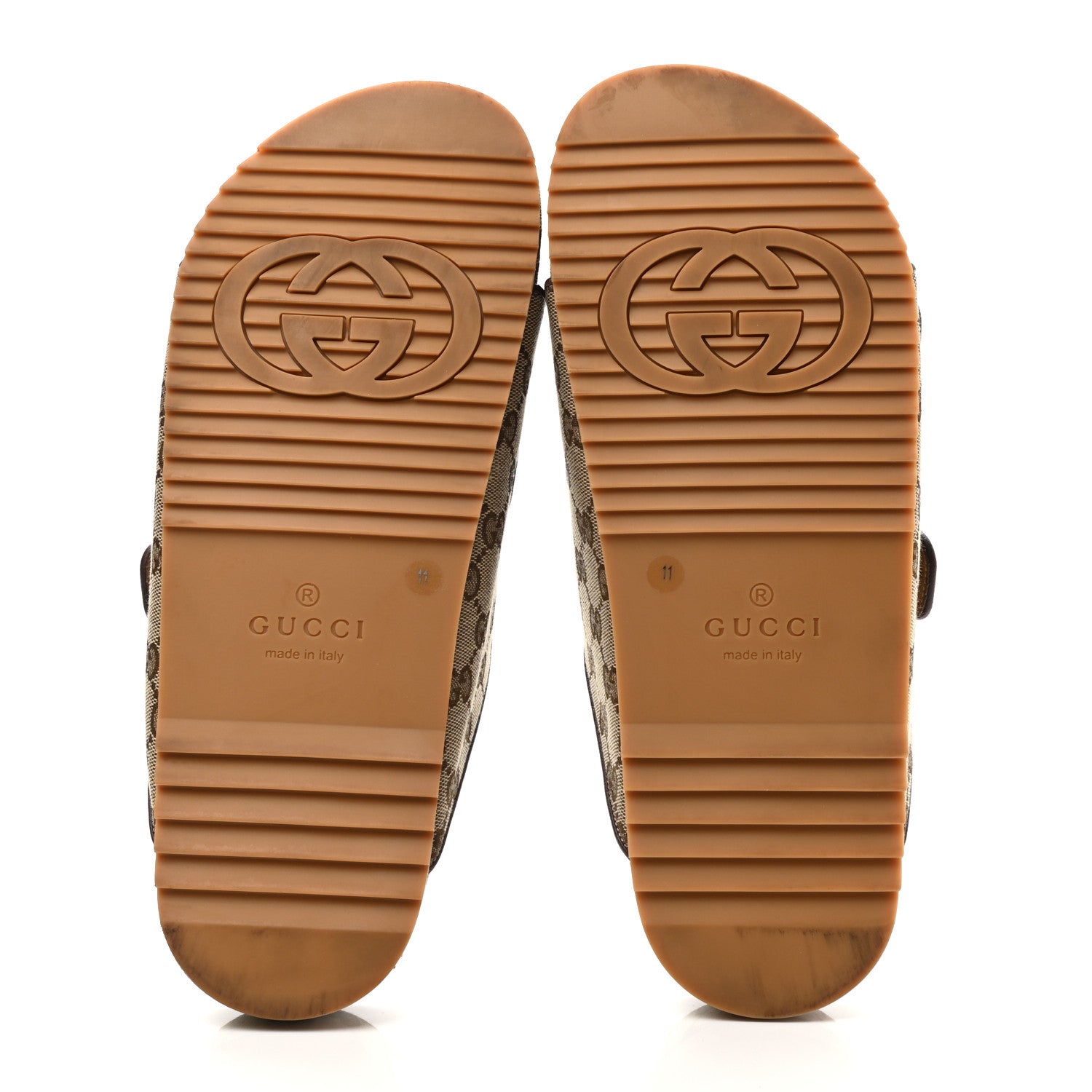 Gucci GG Monogram Lavaredo Eco Fabric Mens Slide Sandals With Straps 11 Beige Ebony Light Brown 5 of 10
