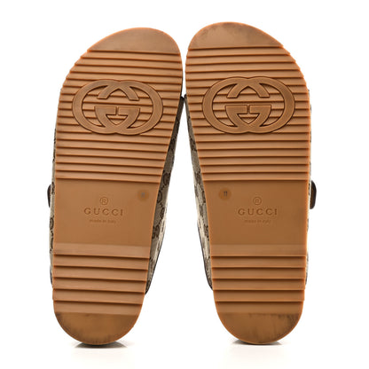 Gucci GG Monogram Lavaredo Eco Fabric Mens Slide Sandals With Straps 11 Beige Ebony Light Brown 5 of 10