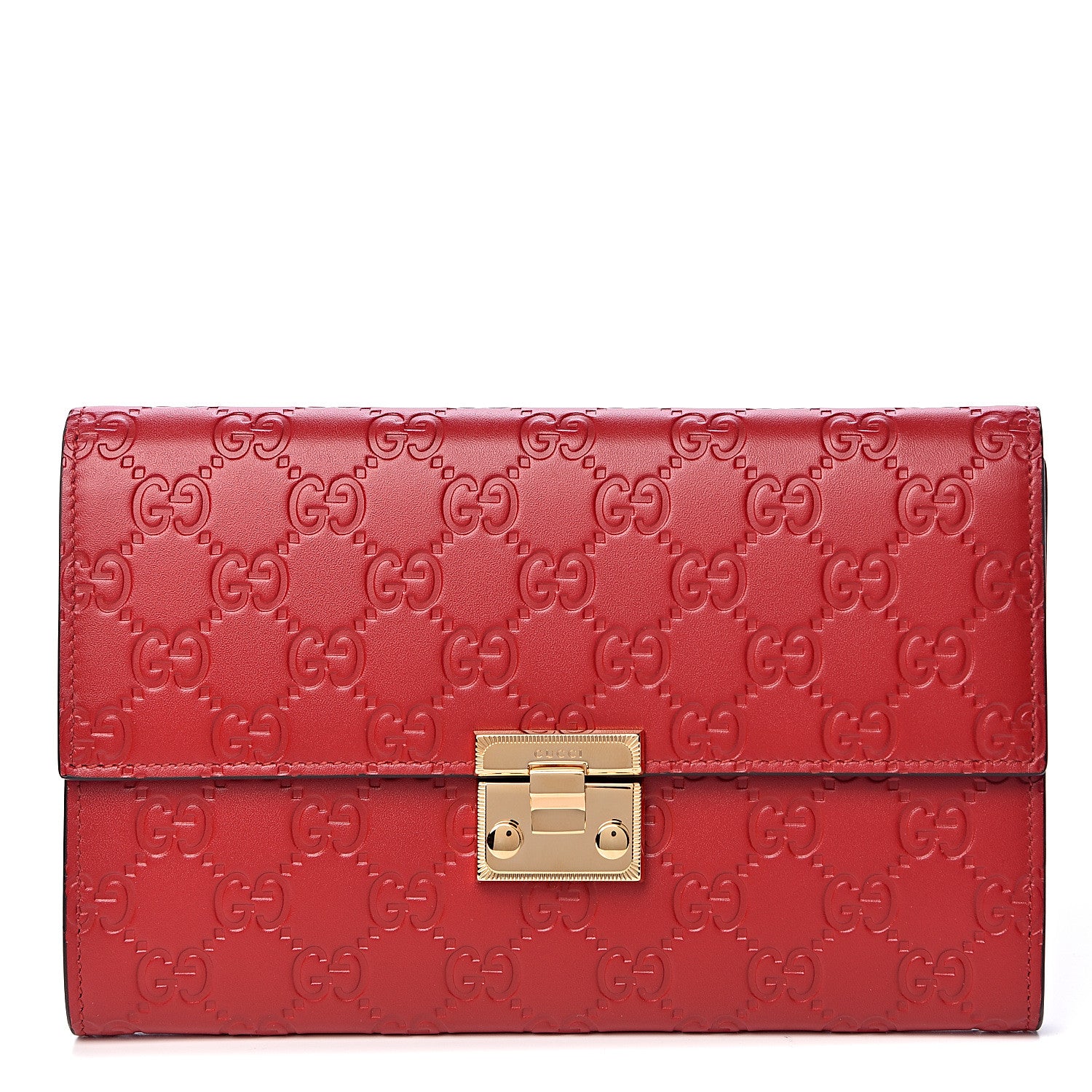 Gucci Guccissima Padlock Clutch Hibiscus Red 1 of 9