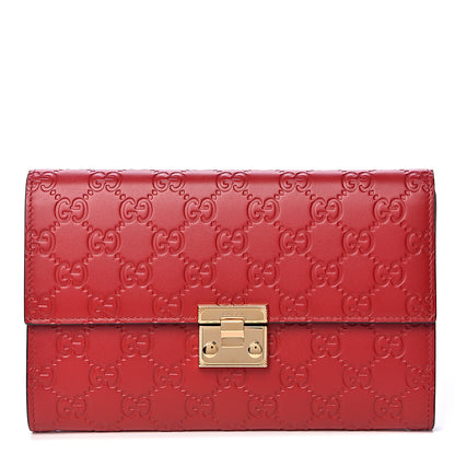 Gucci Guccissima Padlock Clutch Hibiscus Red 1 of 9