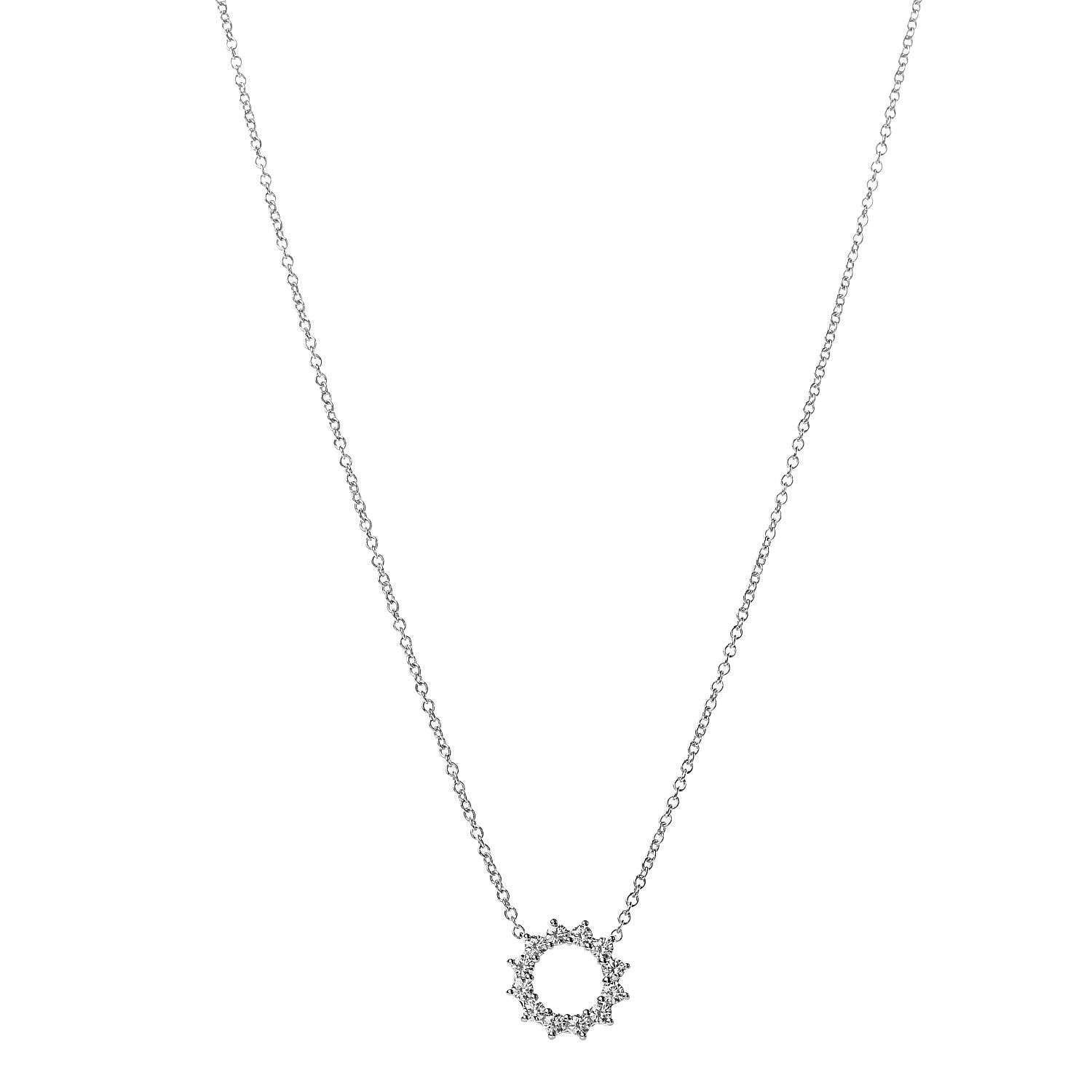 Tiffany Platinum Diamond Mini Open Circle Pendant Necklace 1 of 5