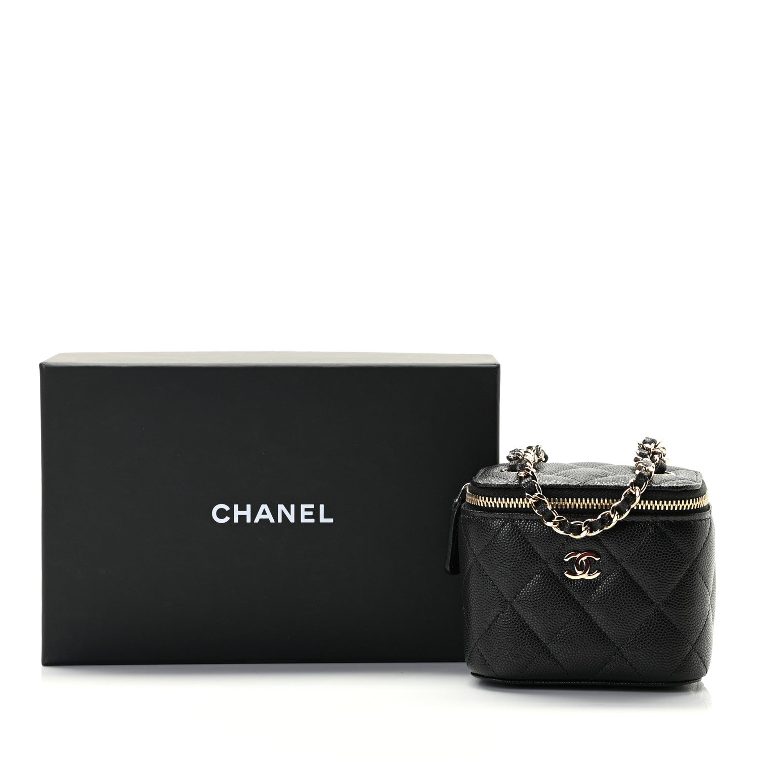 Chanel Caviar Quilted Mini Vanity Case With Chain Black 8 of 8