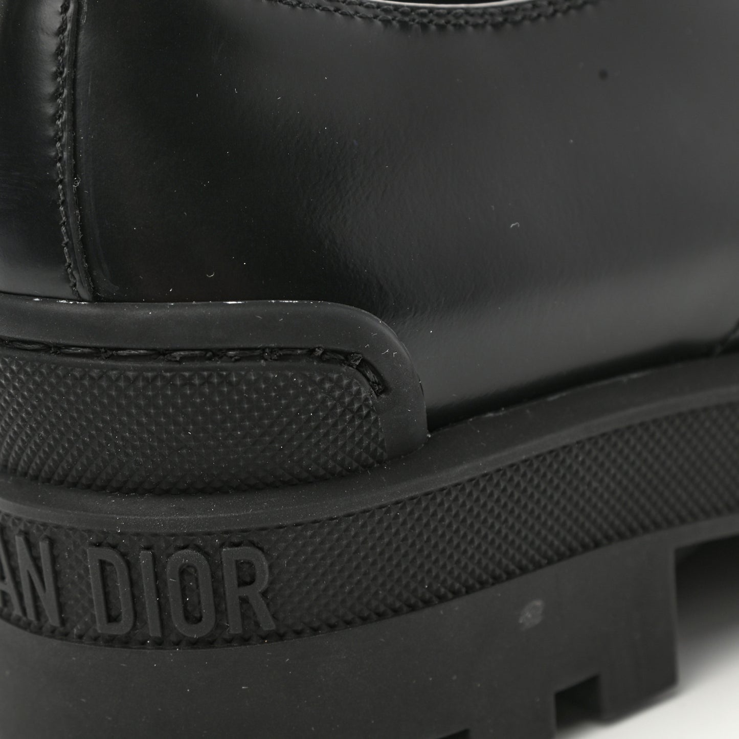 Brushed Calfskin Rubber Dioriron Derby Flat Shoes 8 Black