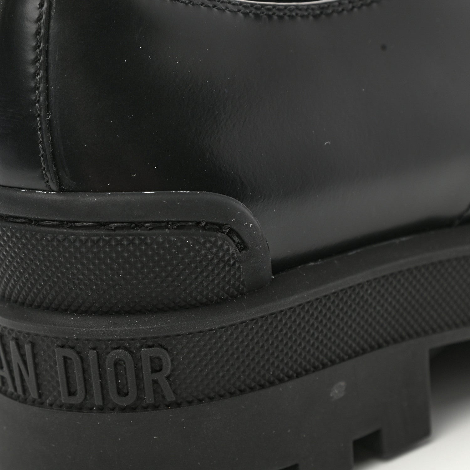 Christian Dior Brushed Calfskin Rubber Dioriron Derby Flat Shoes 8 Black 8 of 9