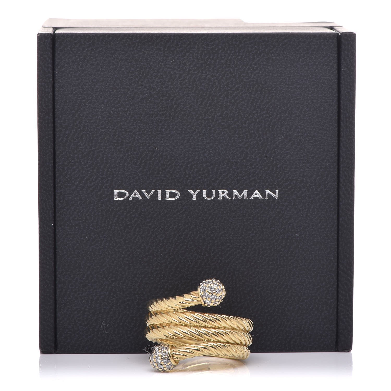 David Yurman 18K Yellow Gold Diamond Triple Bypass Ring 54 6.75 6 of 6