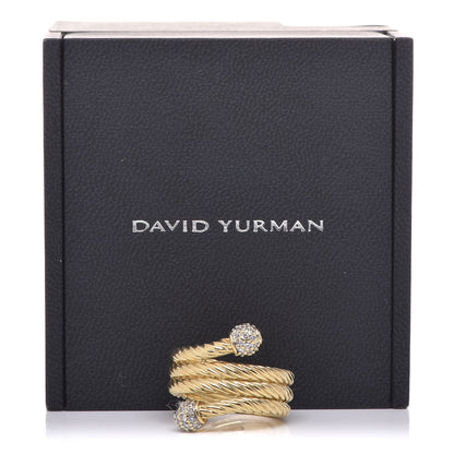 David Yurman 18K Yellow Gold Diamond Triple Bypass Ring 54 6.75 6 of 6