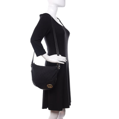 Gucci Monogram Medium New Britt Half Moon Hobo Black 2 of 20