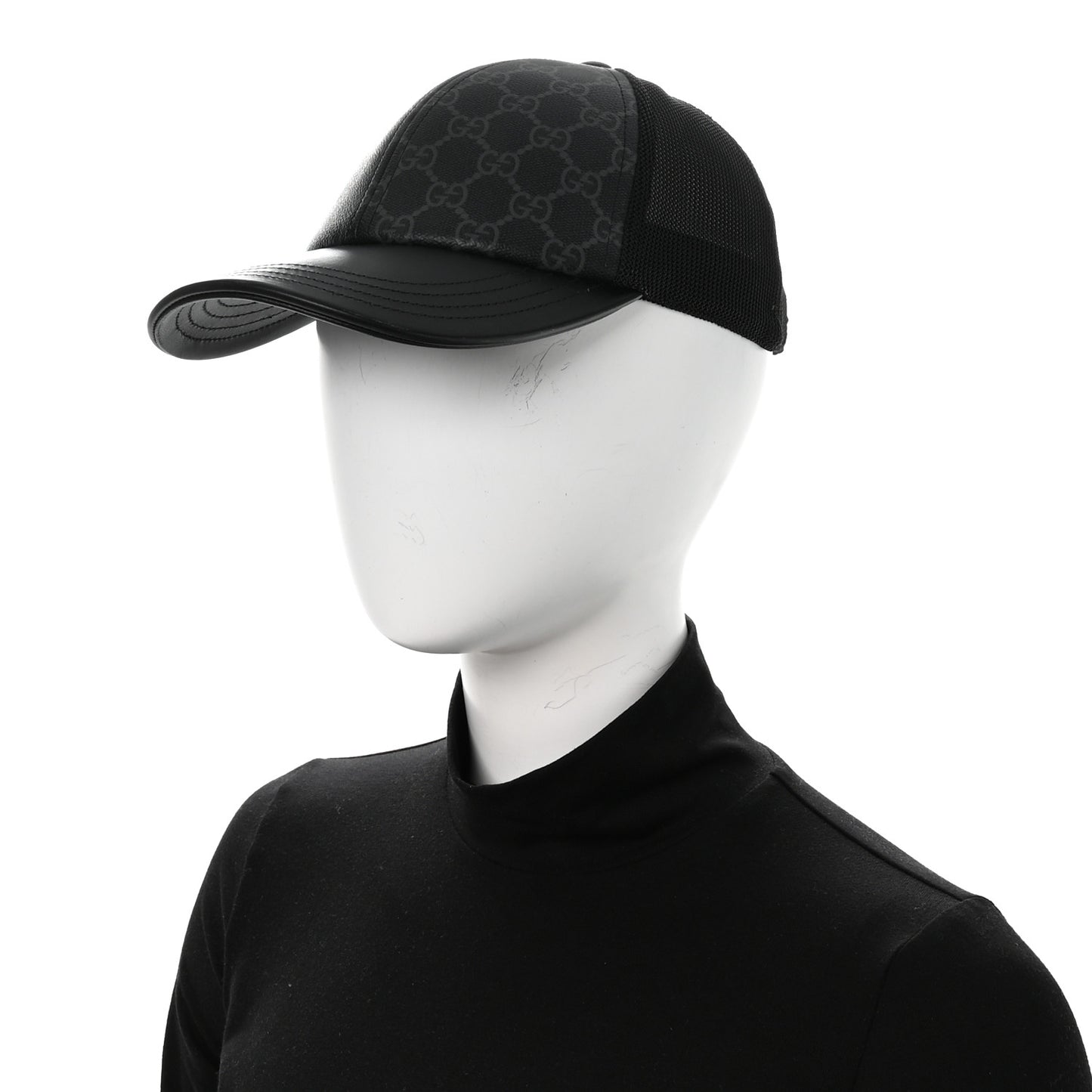 GG Supreme Monogram Baseball Hat S Black