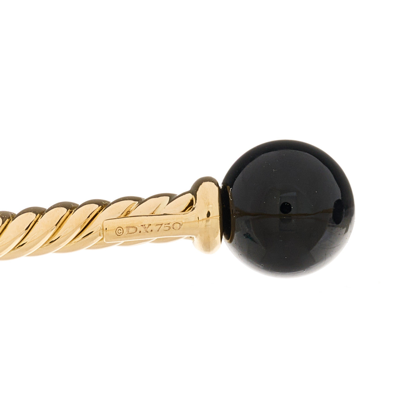 David Yurman 18K Yellow Gold Black Onyx 7mm Solari Bracelet 3 of 4