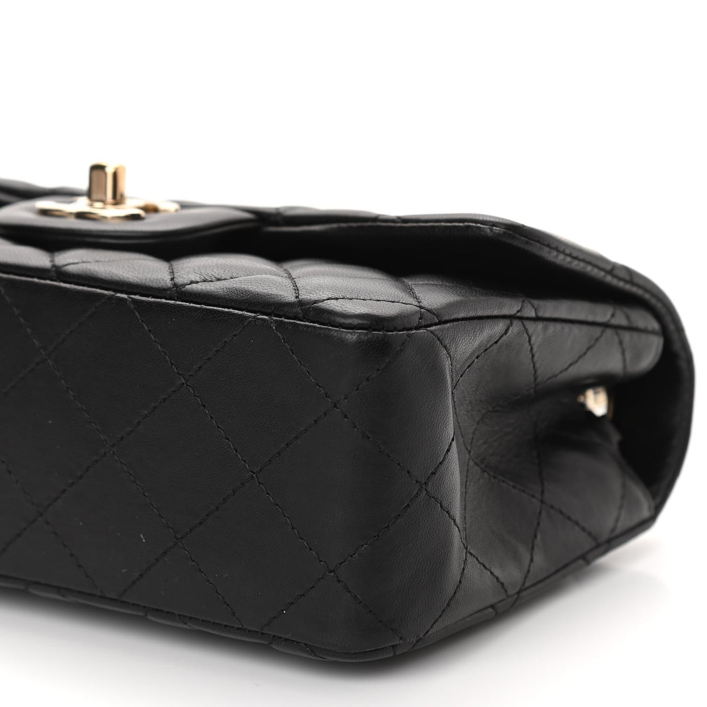 Lambskin Quilted Mini Rectangular Flap Black