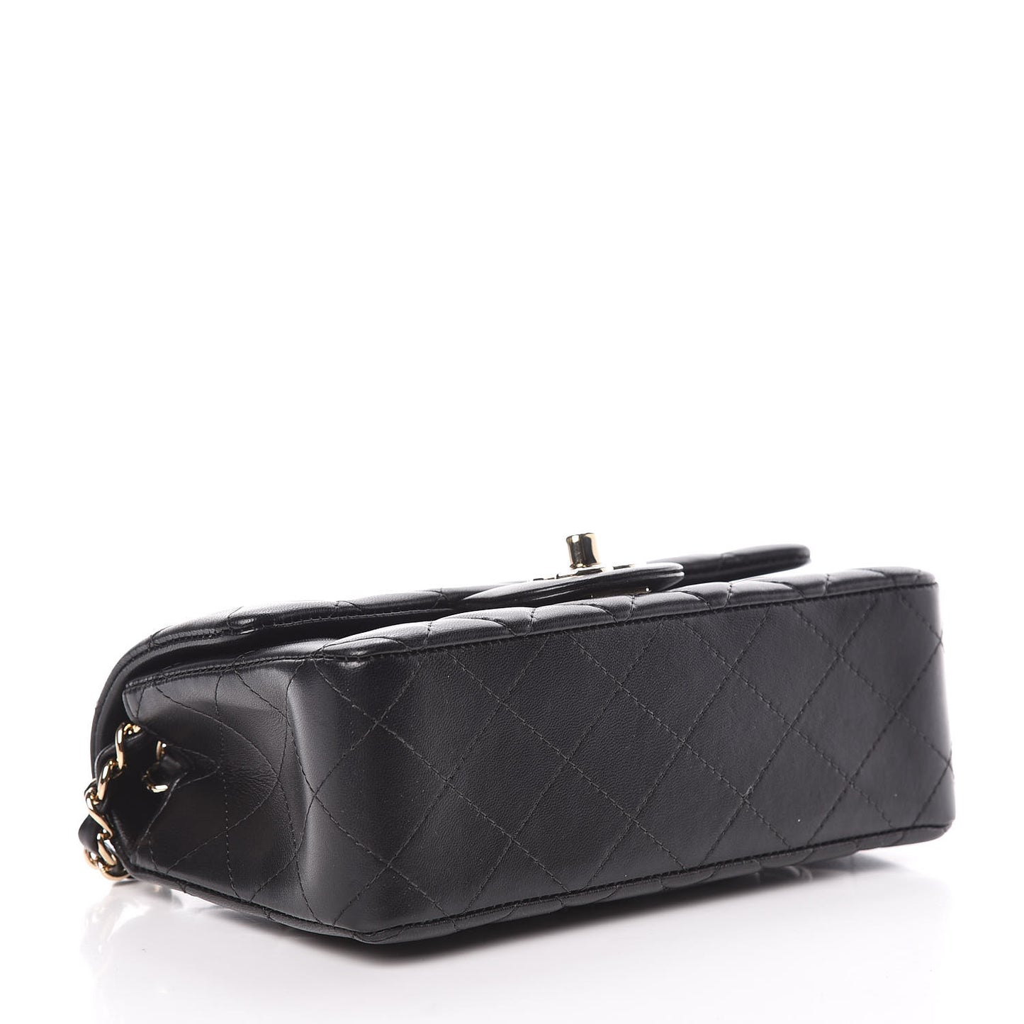 Lambskin Quilted Mini Rectangular Flap Black