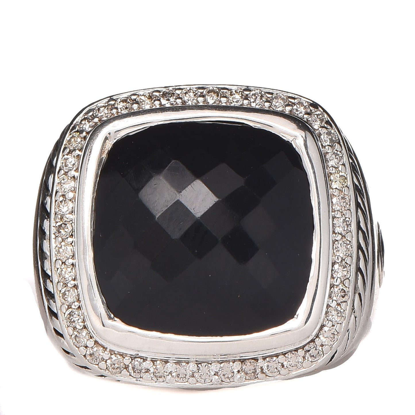 Sterling Silver Diamond Black Onyx 14mm Albion Statement Ring 51 5.75