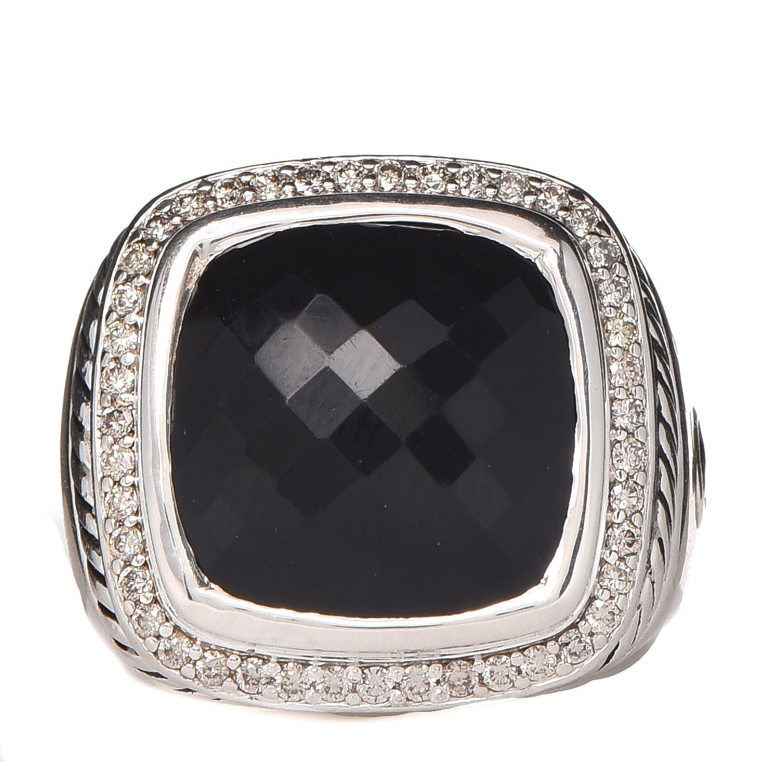 David Yurman Sterling Silver Diamond Black Onyx 14mm Albion Statement Ring 51 5.75 1 of 7