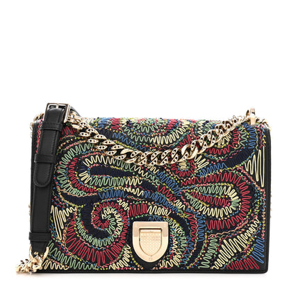 Christian Dior Lambskin Embroidered Medium Diorama Flap Bag Black 1 of 9