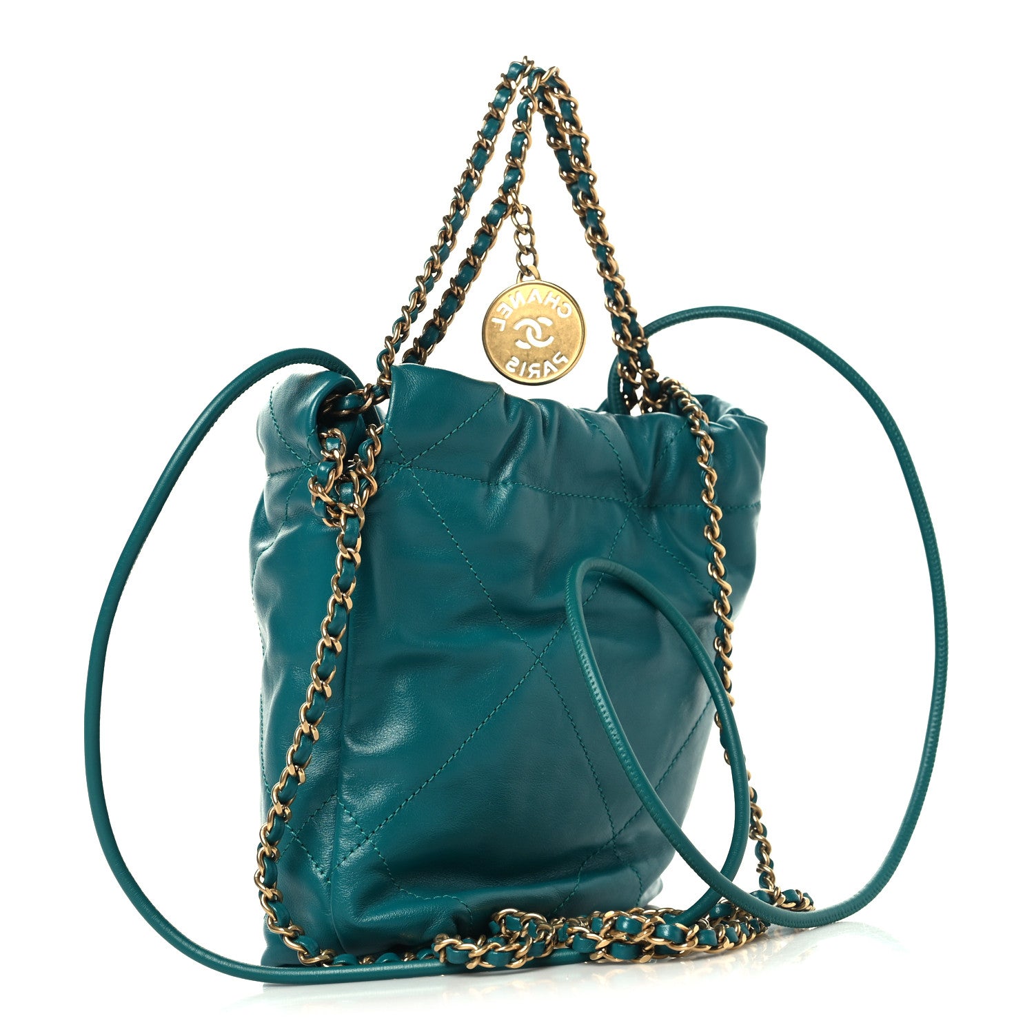 Chanel Shiny Calfskin Quilted Mini Chanel 22 Green 3 of 11